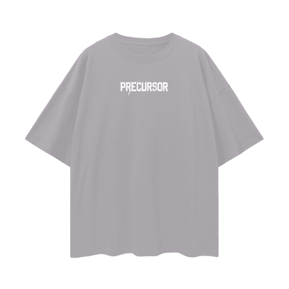 Gray t-shirt with 'PRECURSOR' text on a white background