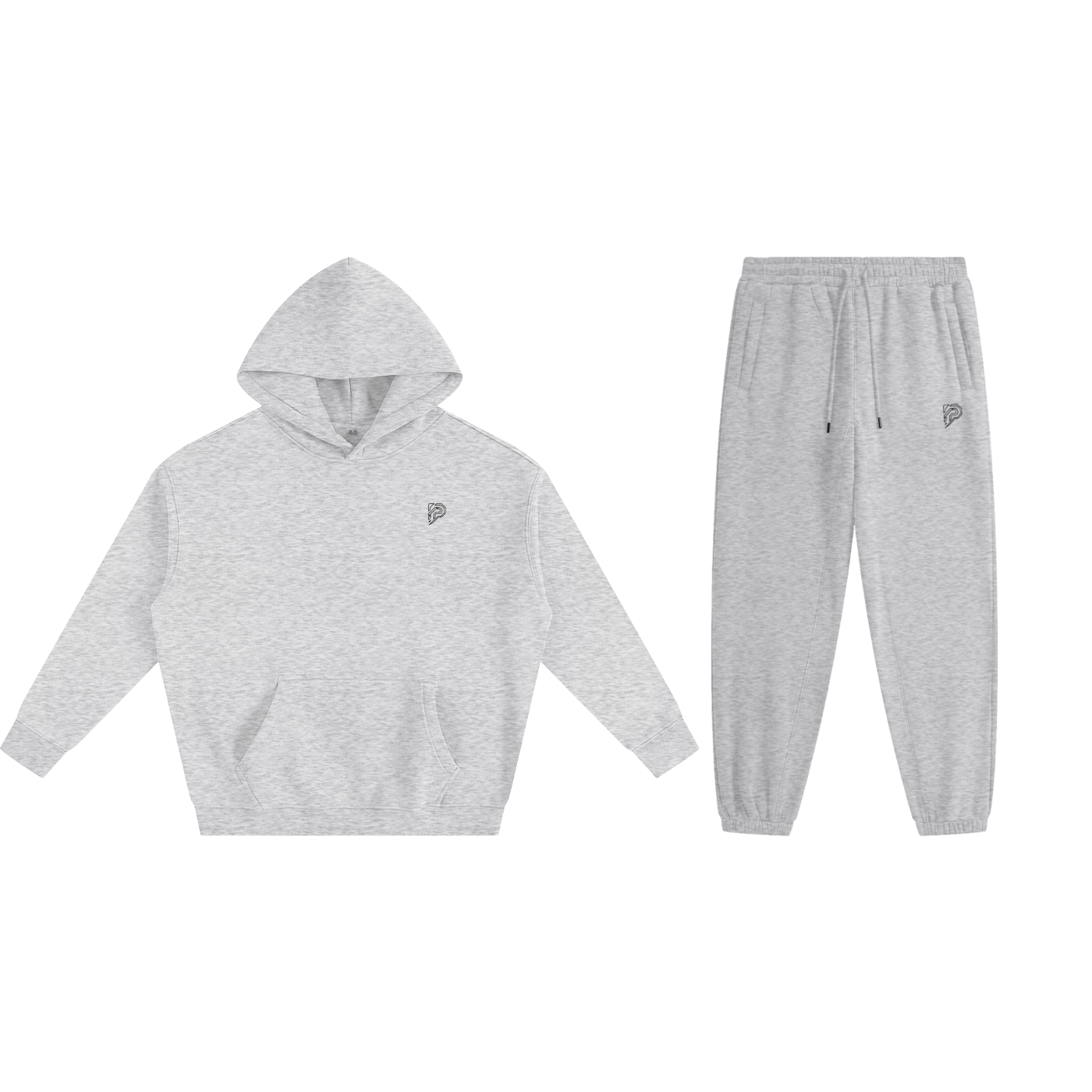 Essential Sweat Set | Hoodie + Joggers (Flower Gray)